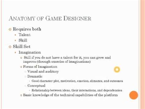 games designer personal qualities